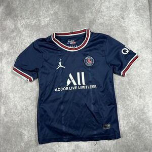 Jordan Kids Paris Saint-Germain PSG Messi 30 Home Soccer Jersey Navy Blue Sz 22